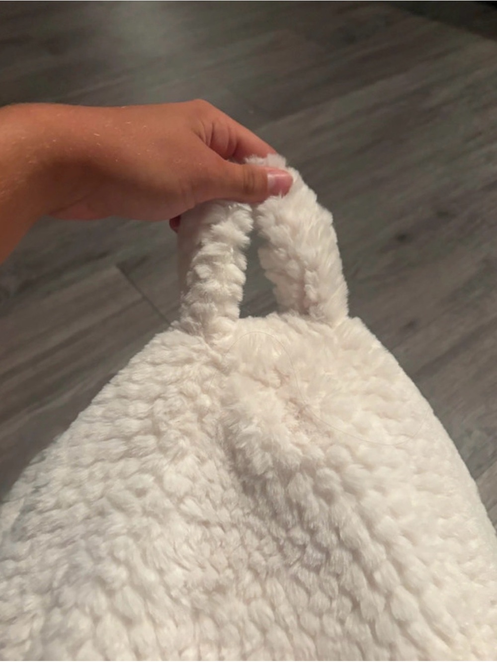 UGG faux fur tablet pouf phone beanbag holder, designed to prop up devices - Picture 3 of 4